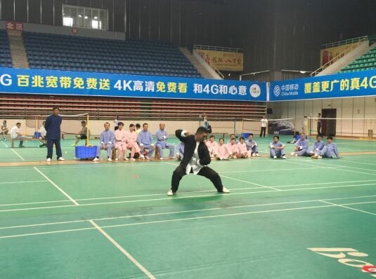 大师张波正在演示太极拳法